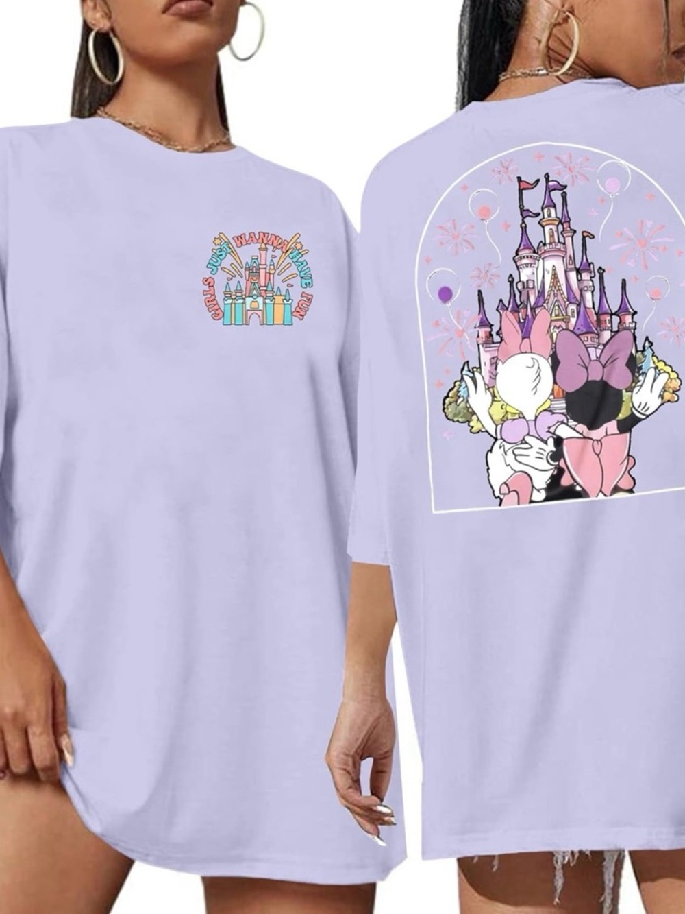 Lilac Castle Graphic Women’s Disney T-Shirt w/ Minnie & Daisy